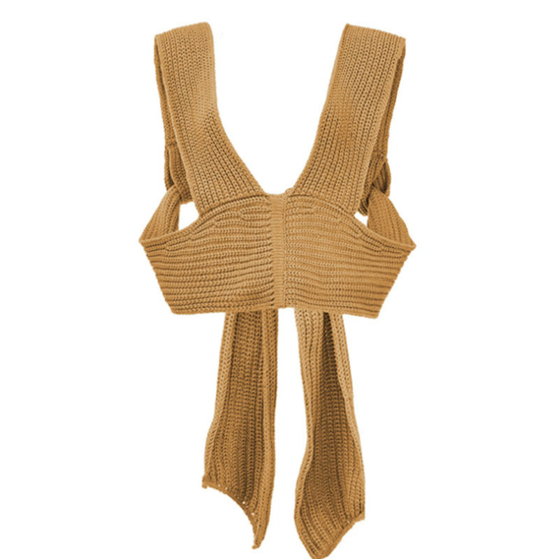 Sexy Cross-Front Knit Cami Top Slim Fit