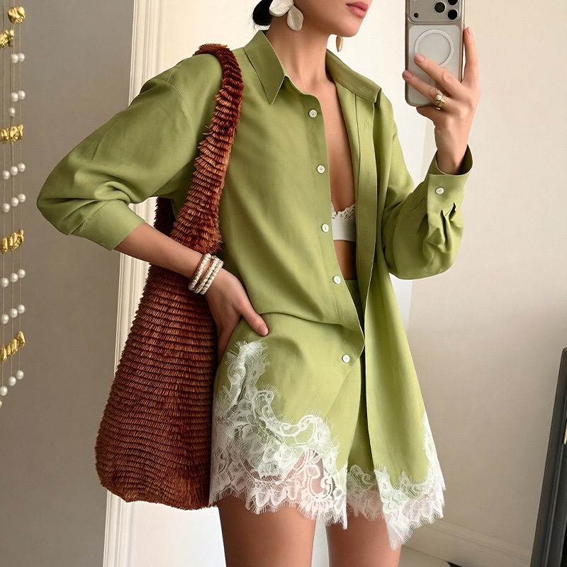 Women's Striped Shirt and Shorts Set Casual Two-Piece Outfit