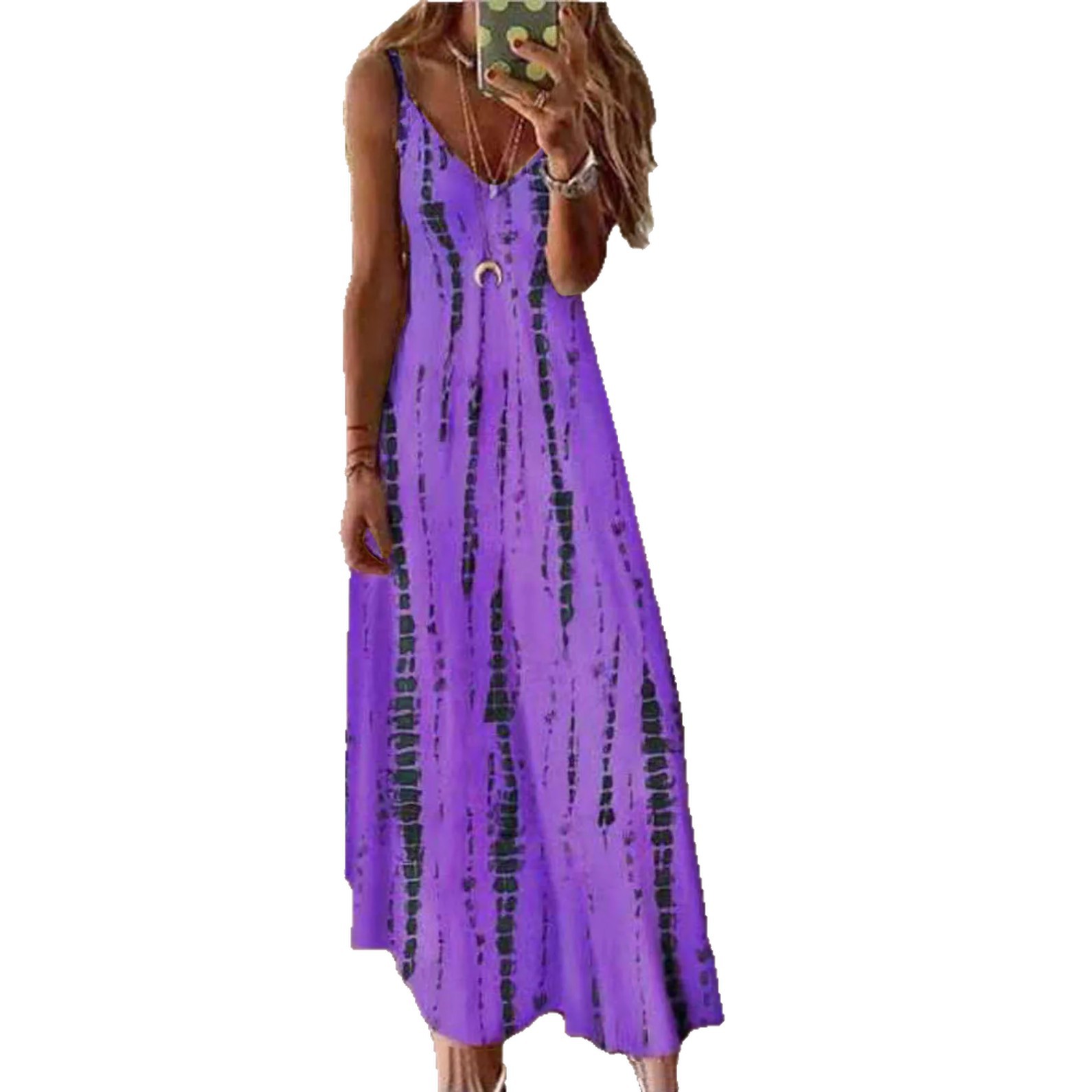 Women's Vintage Floral Print Sleeveless Midi Dress Casual Loose Fit