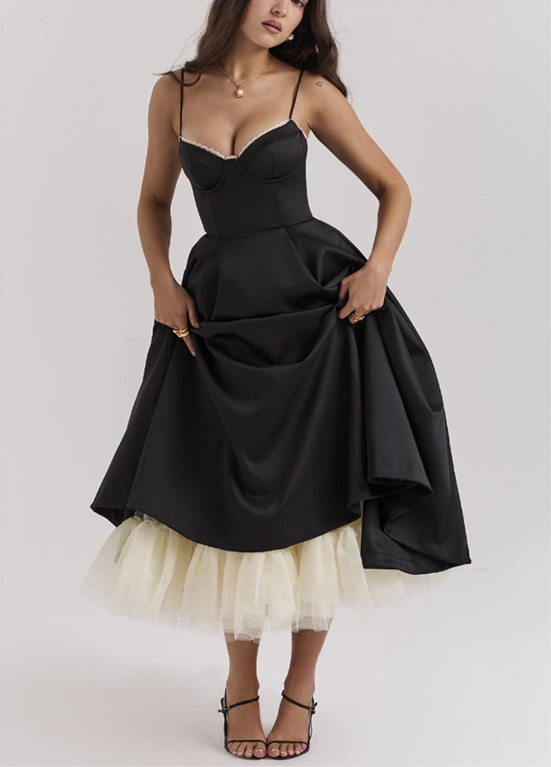 Sexy V-Neck Open-Back Sleeveless High-Waist Bubble Dress