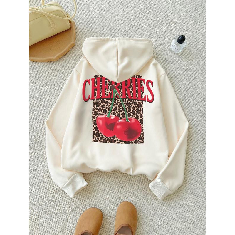 Women's Cherry Leopard Print Hoodie
