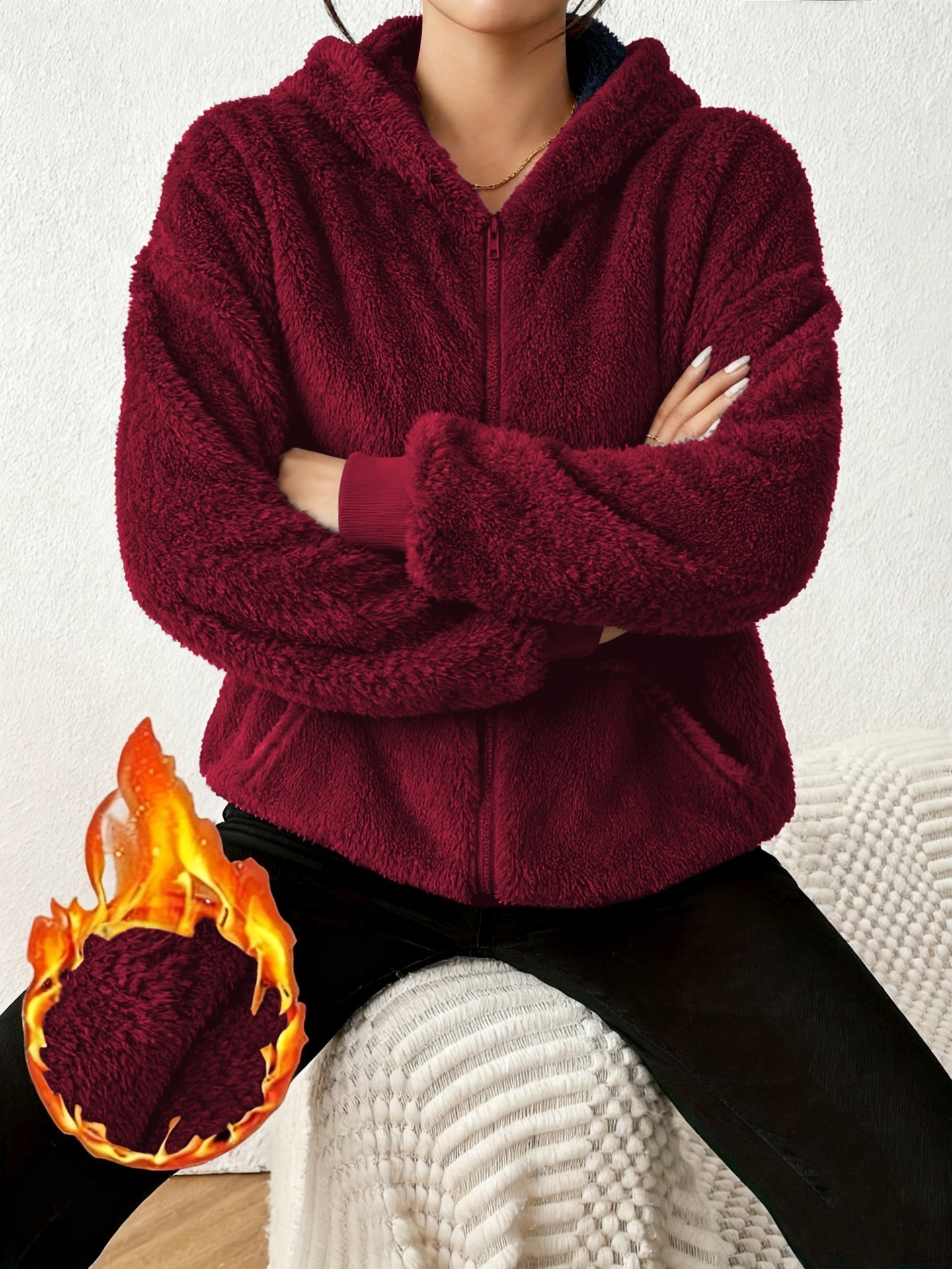 Women's Long Hooded Fleece-Lined Pullover Sweatshirt