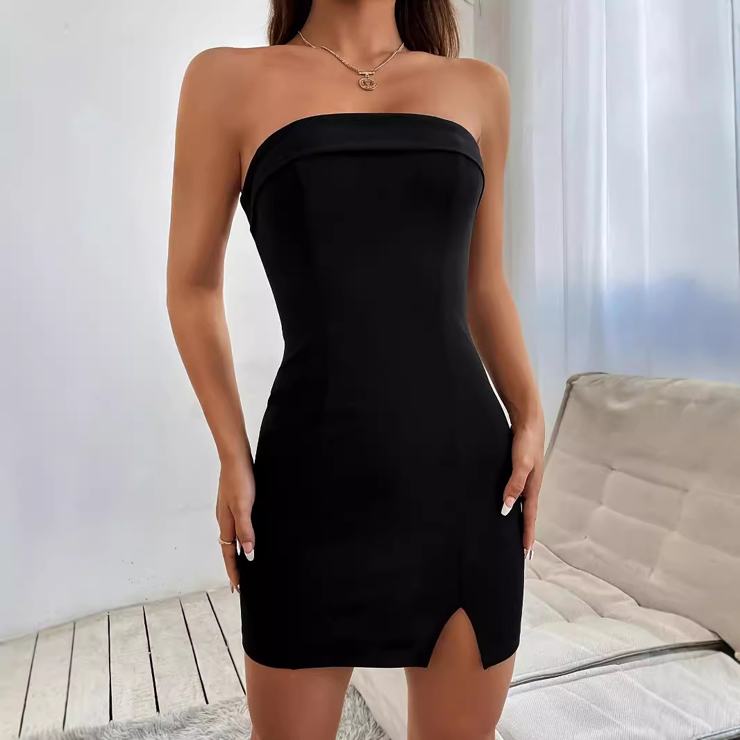 Women's Strapless Bodycon Black Dress