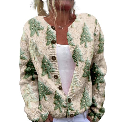 Women's Forest Leaf Print Button Cardigan Sweater