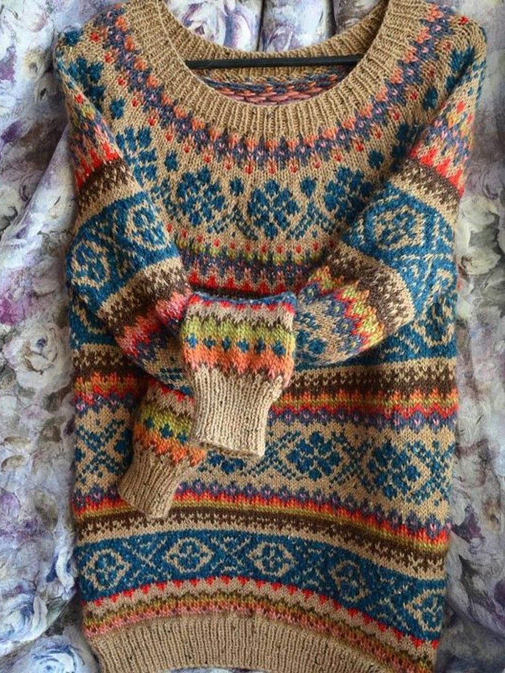 Women's Mystic Ancient Tribal Print Crewneck Sweatshirt
