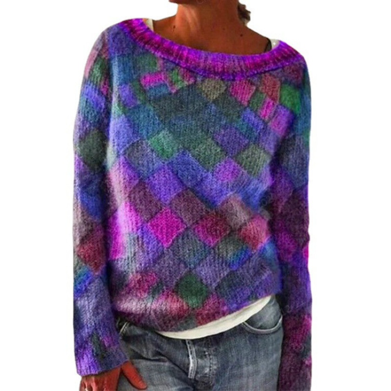 3D Print Women's Crewneck Pullover Sweater Long Sleeve Knit Top