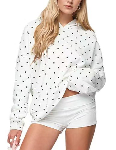 Women's Polka Dot Print Casual Hoodie