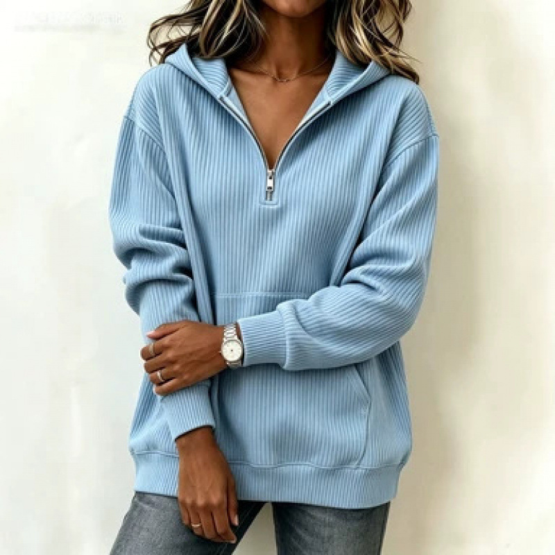 Half-Zip Hooded Sweatshirt Lazy Casual Long Sleeve