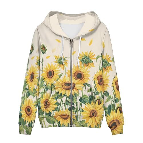 Women's Animal & Floral Print Hoodie Long Sleeve Crewneck