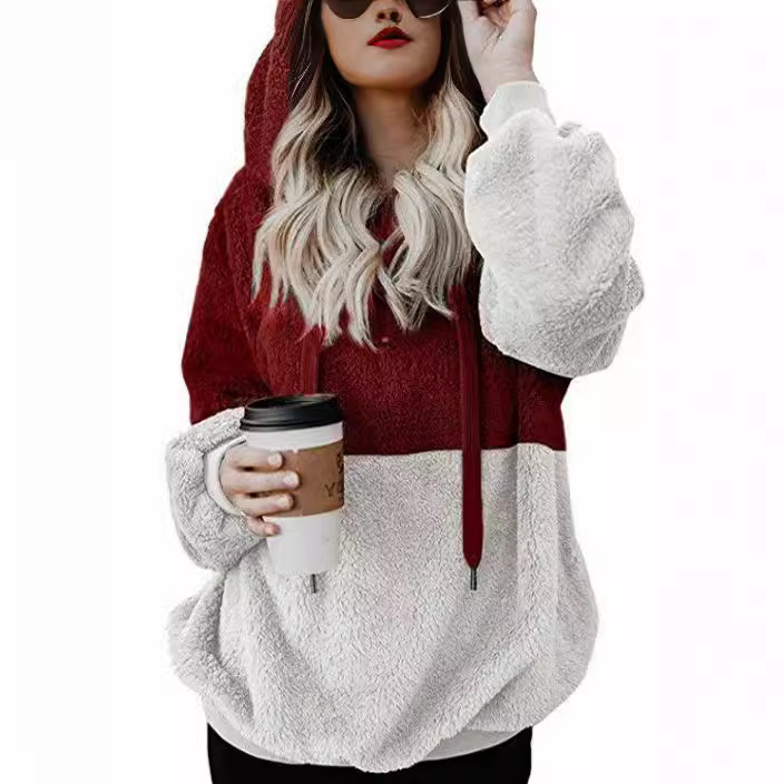 Women's Long-Sleeve Hooded Fleece Sweatshirt Jacket
