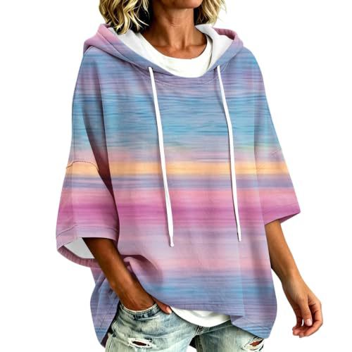 Colorful Striped 3D Print Loose Fit Hoodie