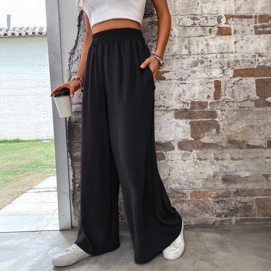Women's High-Waist Wide-Leg Pants with Pockets