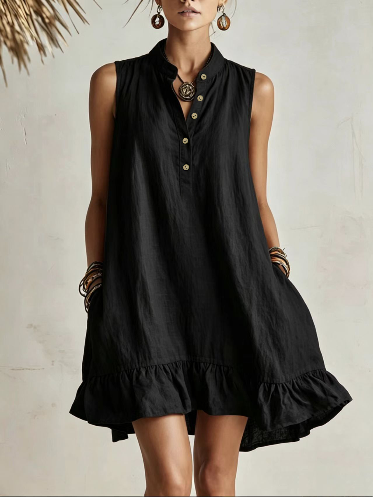 Women's Loose Casual Summer Dress Sleeveless A-Line Midi
