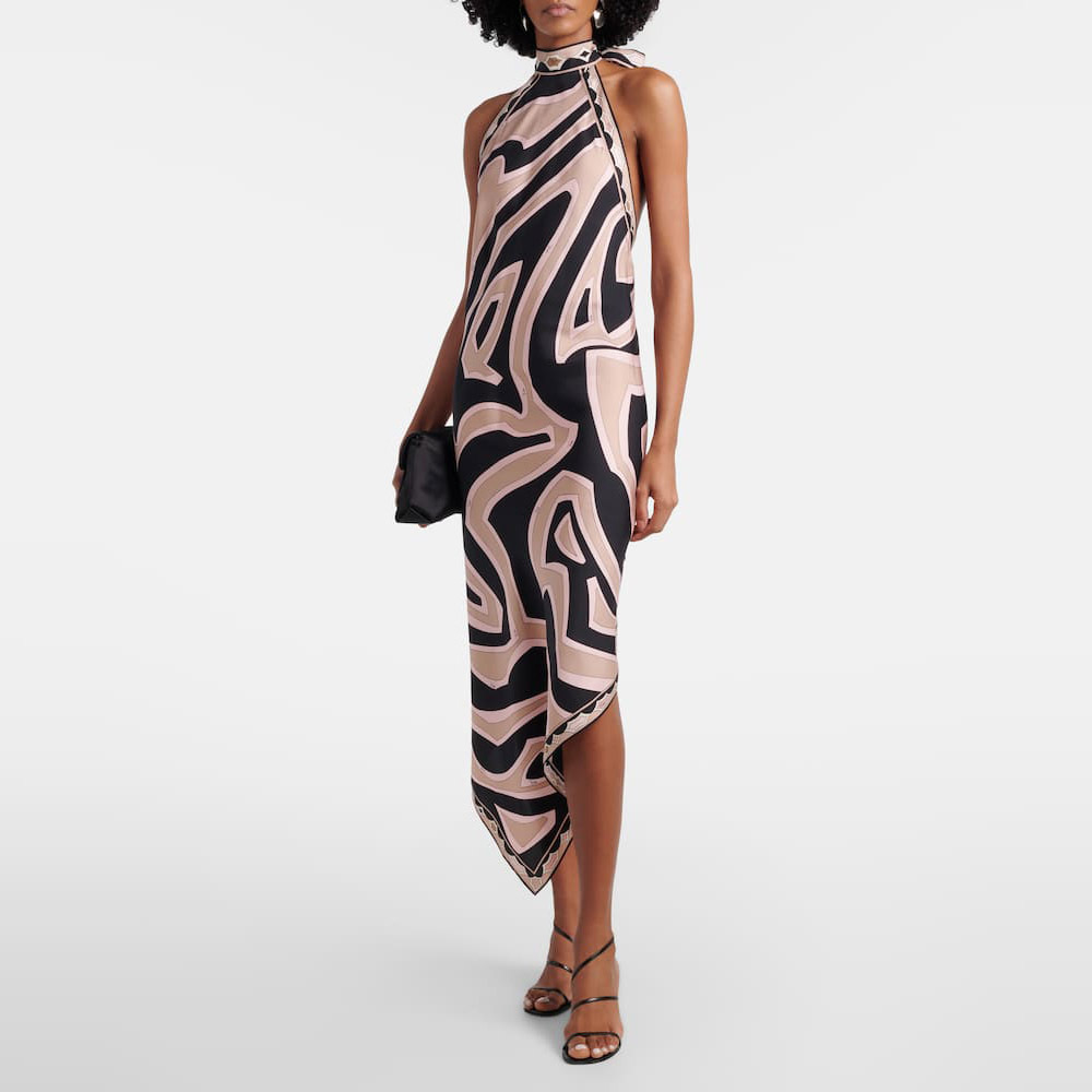 Zebra Print Halter Sleeveless Bodycon Maxi Dress