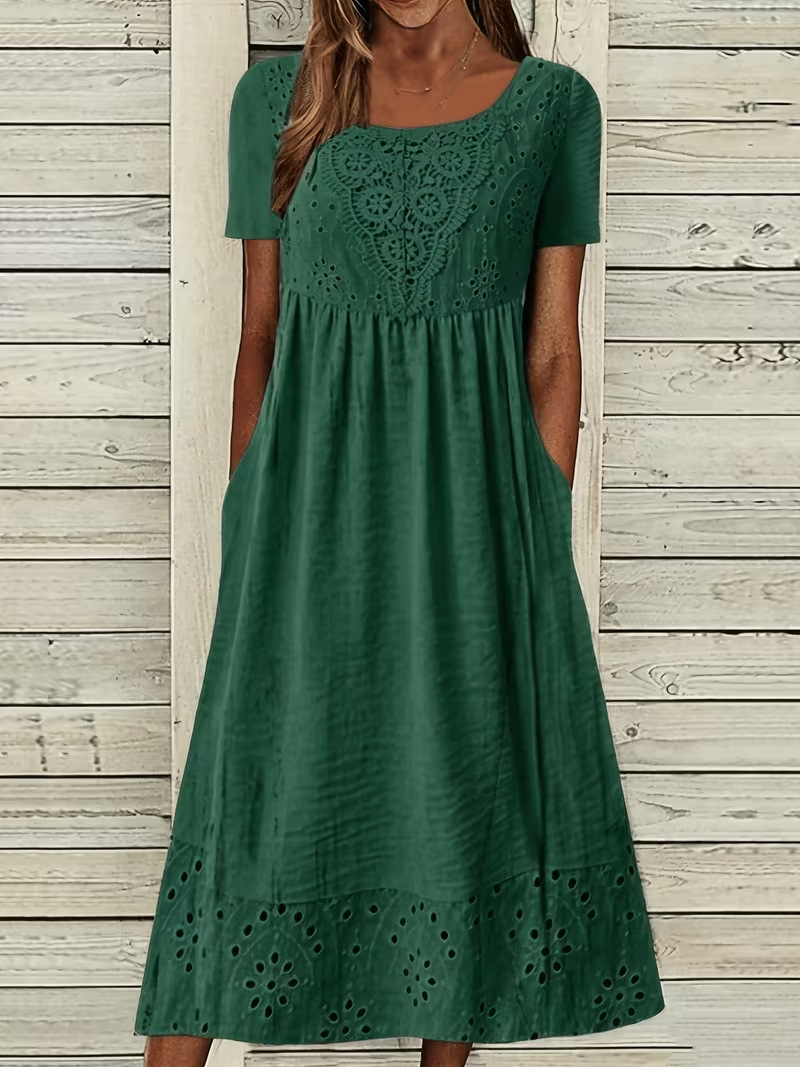 Women's Elegant Floral Print Pleated Midi Dress