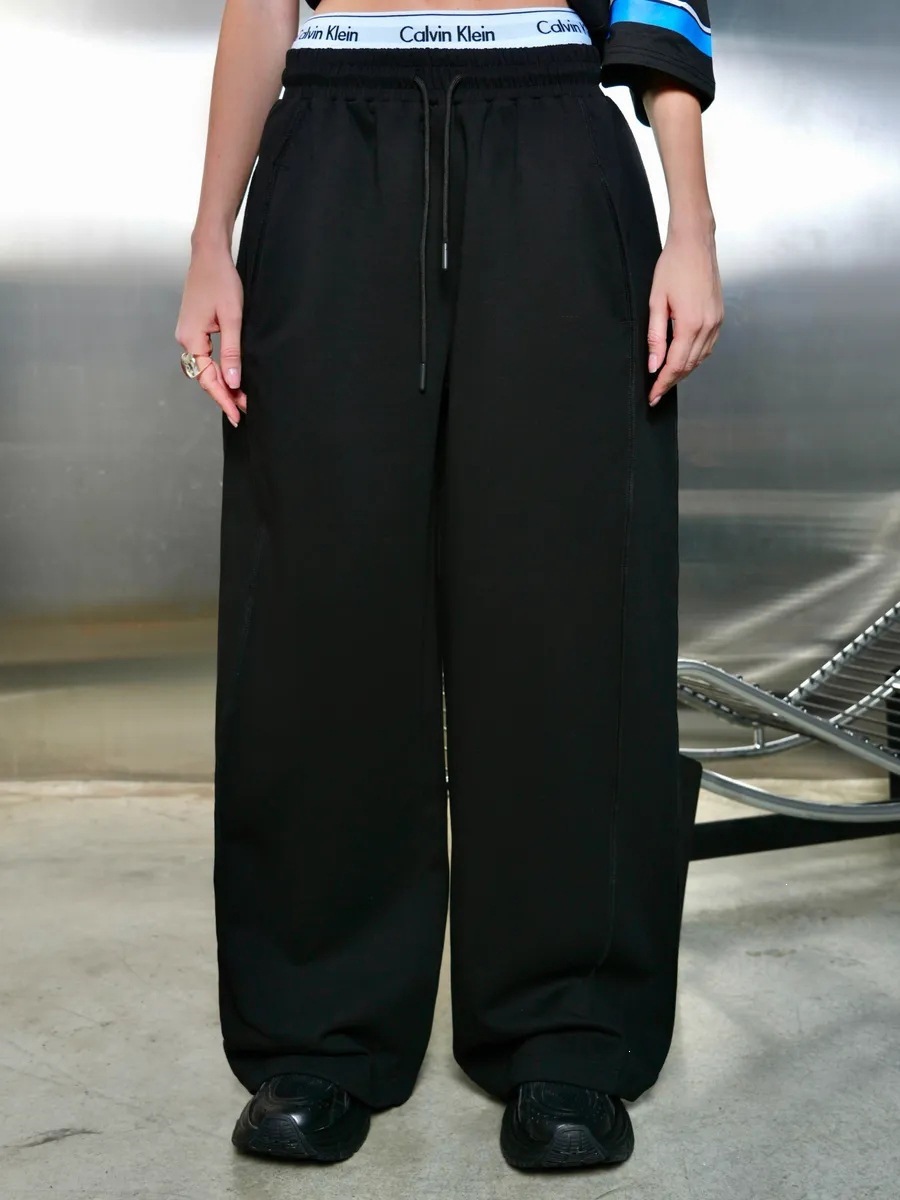 American Retro Side Stripe Wide-Leg High-Waist Sweatpants for Women