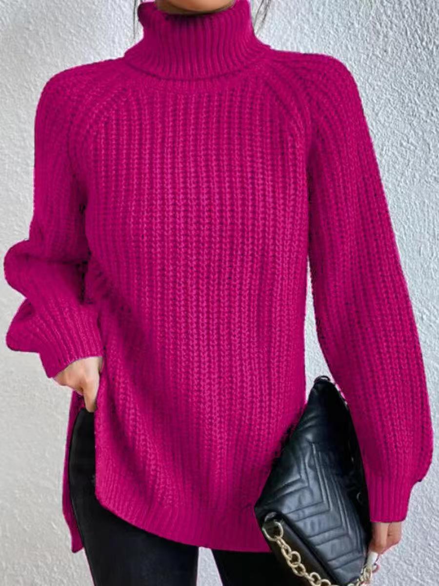 Women's Turtleneck Midi Sweater Soft French Style Pullover