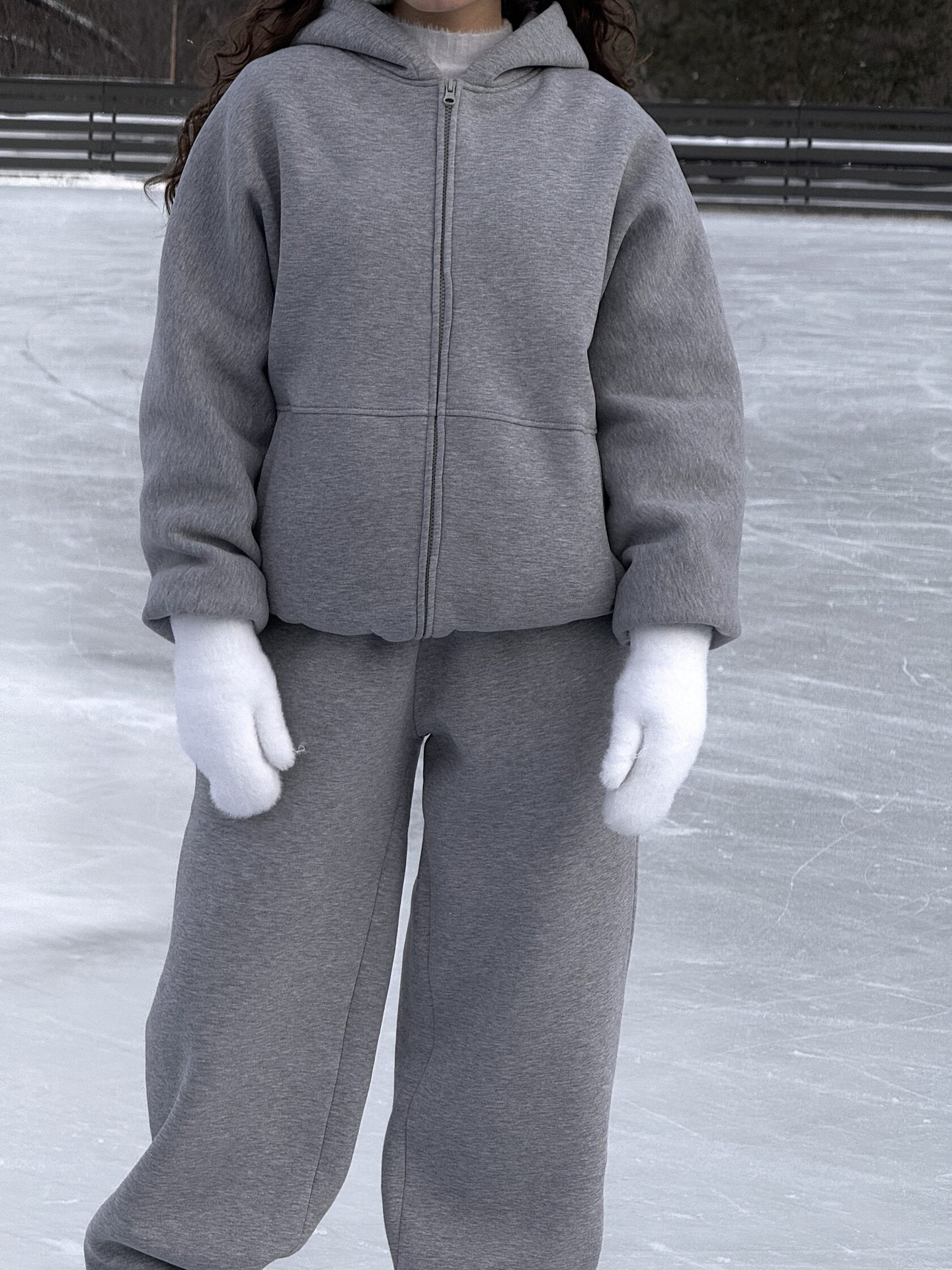 Women's Solid Color Hooded Cardigan Sweatshirt and Elastic Waist Pants Two-Piece Set