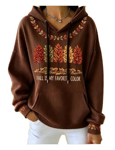 Women's Leaf Letter Print Casual Sweatshirt