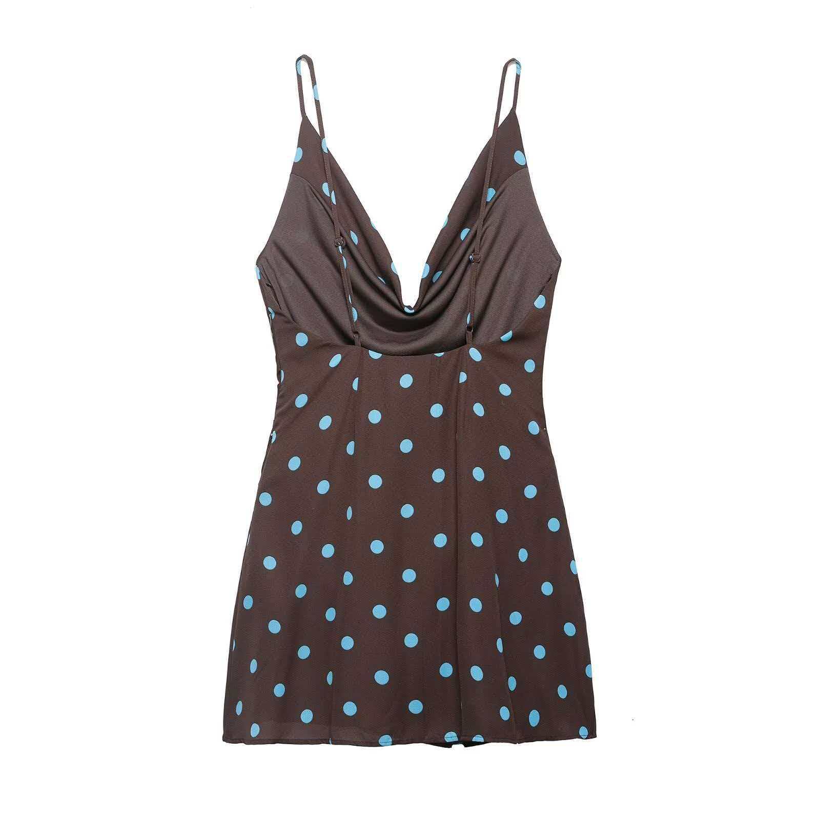 Retro Color-Block Polka Dot Sleeveless Bodycon Dress