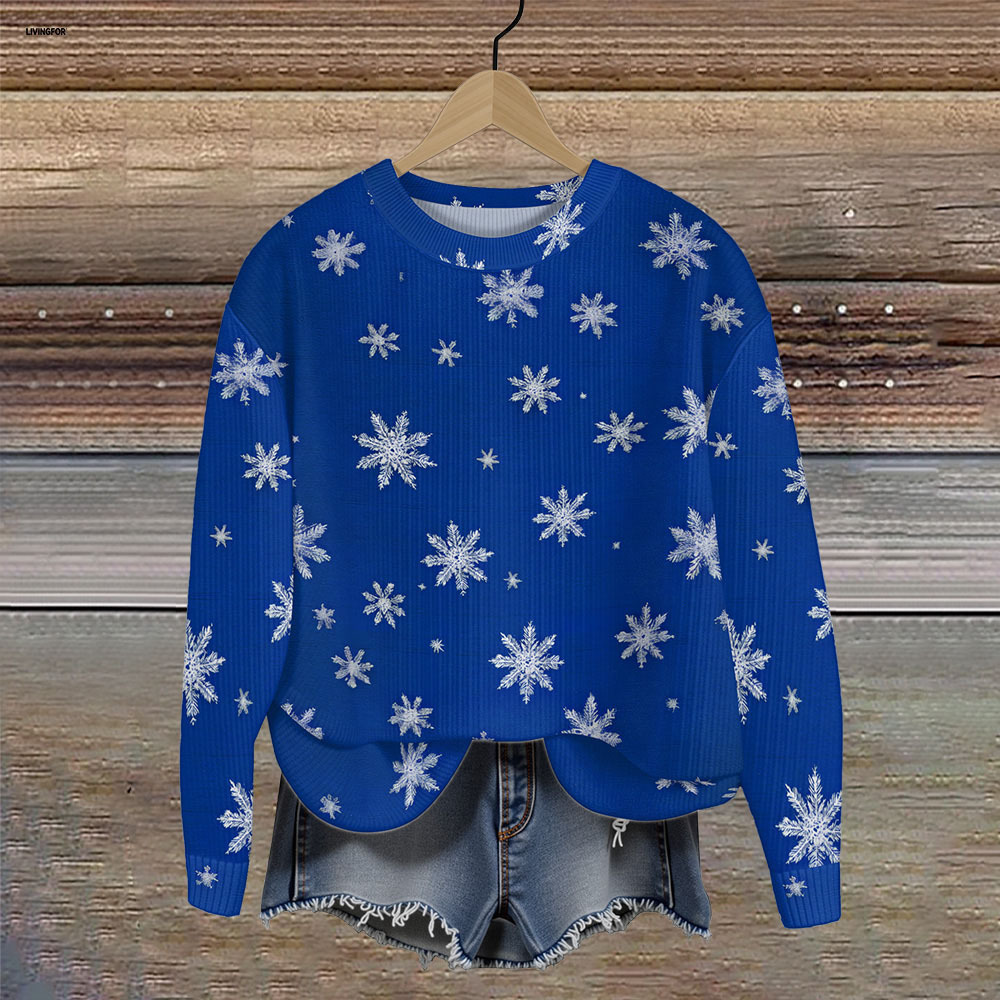 Women's Leaf Snowflake Forest Tree Print Crewneck Sweatshirt
