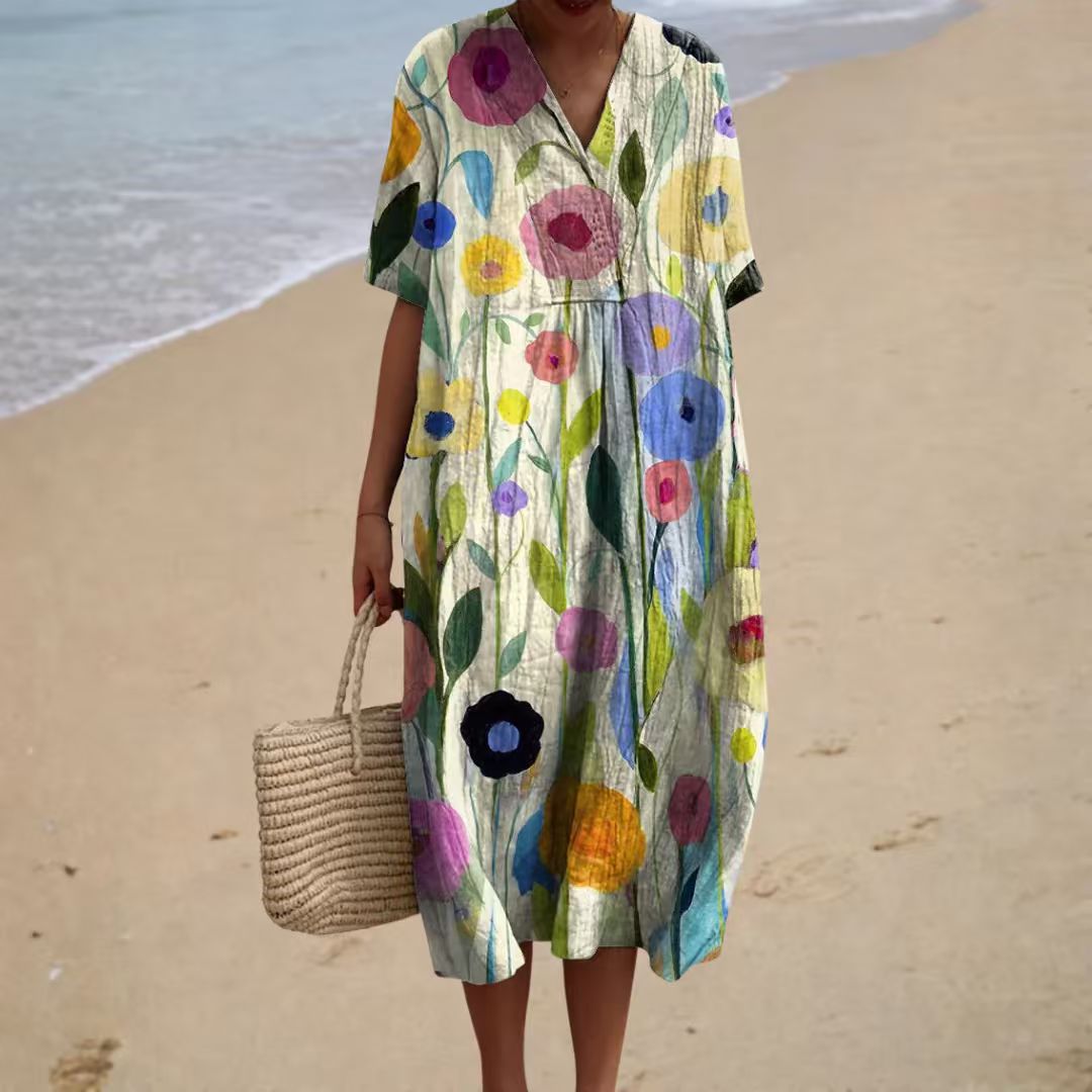 Women's Animal & Plant Print Casual Midi Dress
