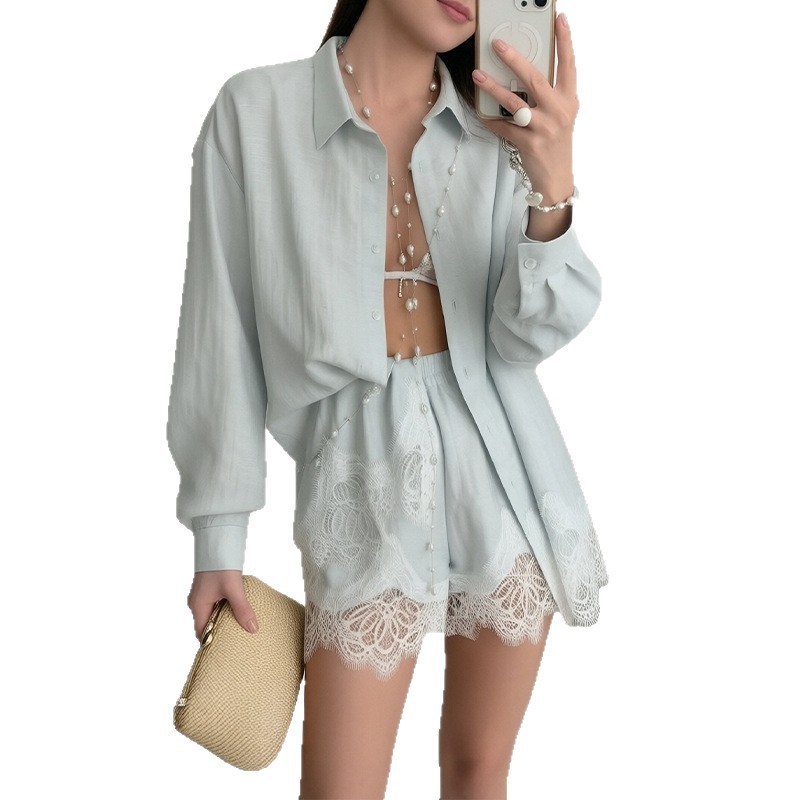 Women's Striped Shirt and Shorts Set Casual Two-Piece Outfit