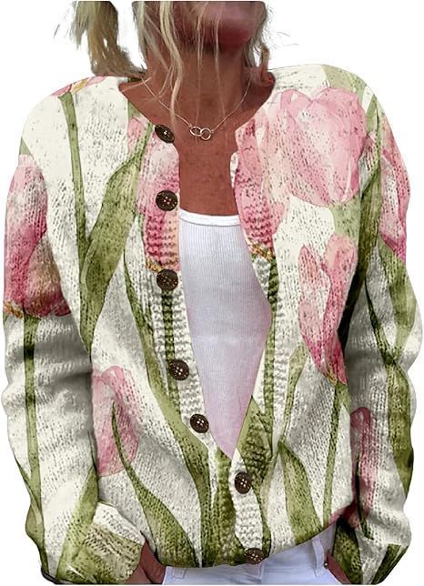 Women's Winter Graphic Print Faux Sweater Cardigan with Button Front