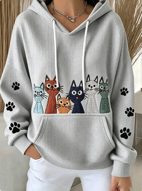 Women's Cat Paw Print Casual Sweatshirt