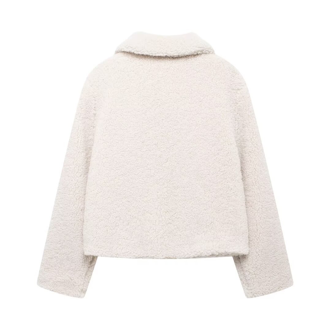 Women's Street Style Cropped Lapel Collar Long Sleeve Jacket