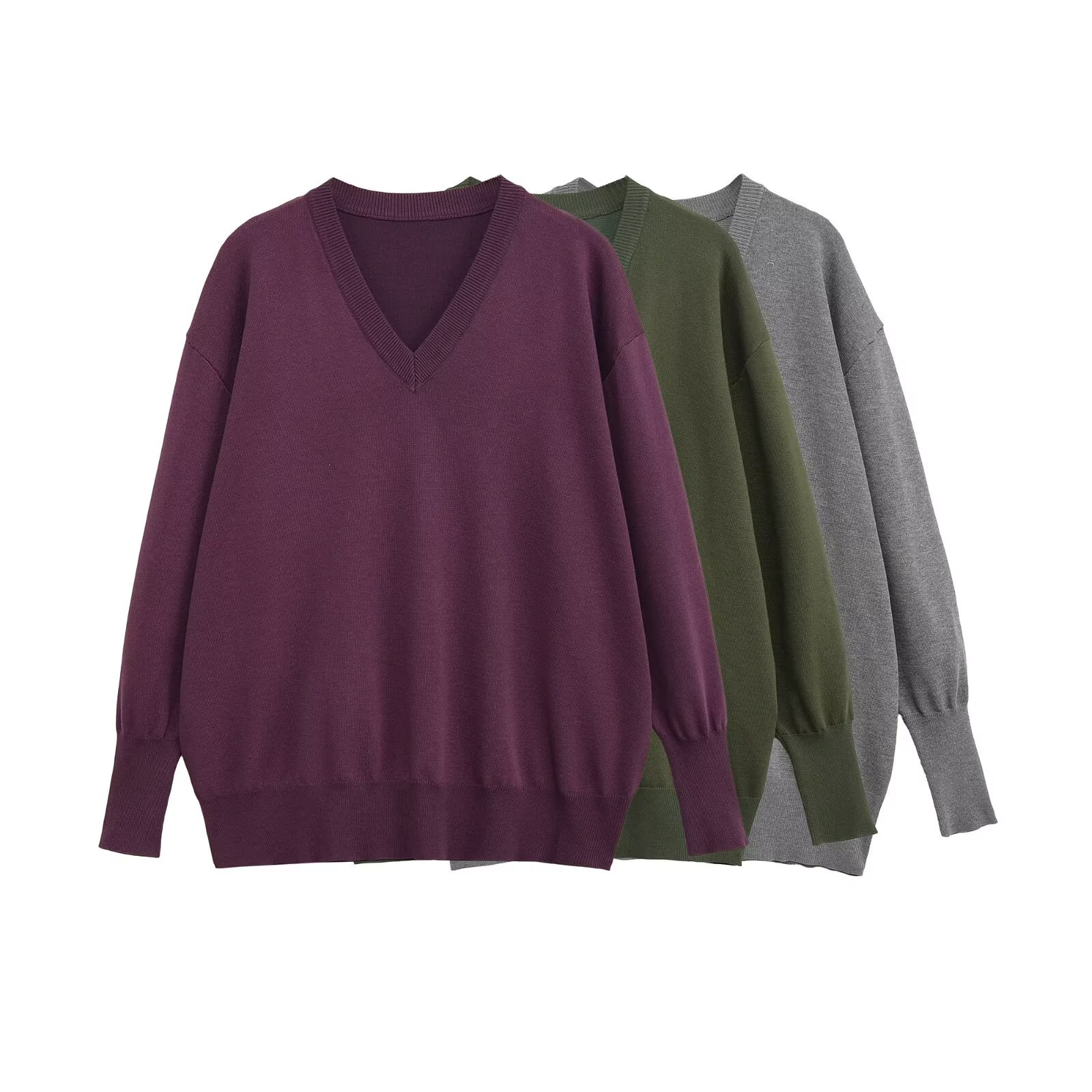 Women's Lazy V-Neck Loose Knit Sweater Cardigan