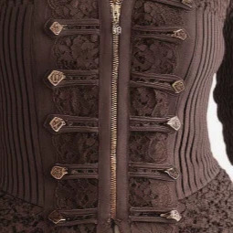 Retro Solid Color Lace-Trim Zip Jacket