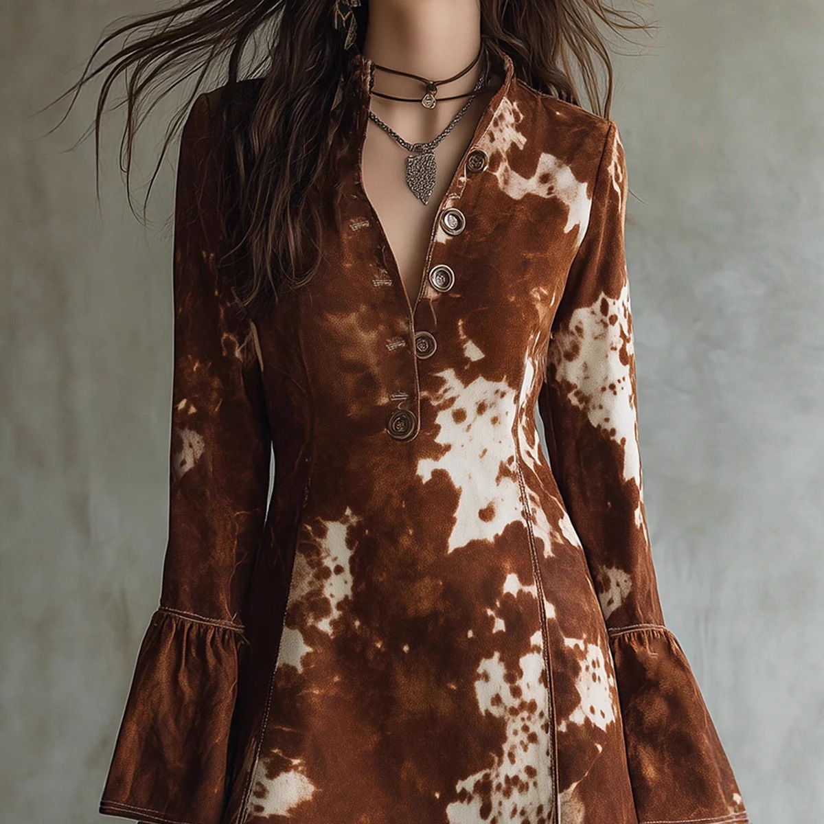 Women's Printed Lapel Collar Long Sleeve Single-Breasted Blazer Jacket