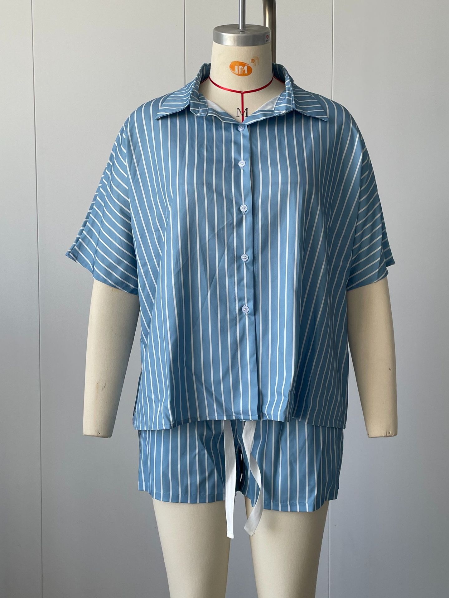 Striped Shirt and Shorts Set Casual Loungewear