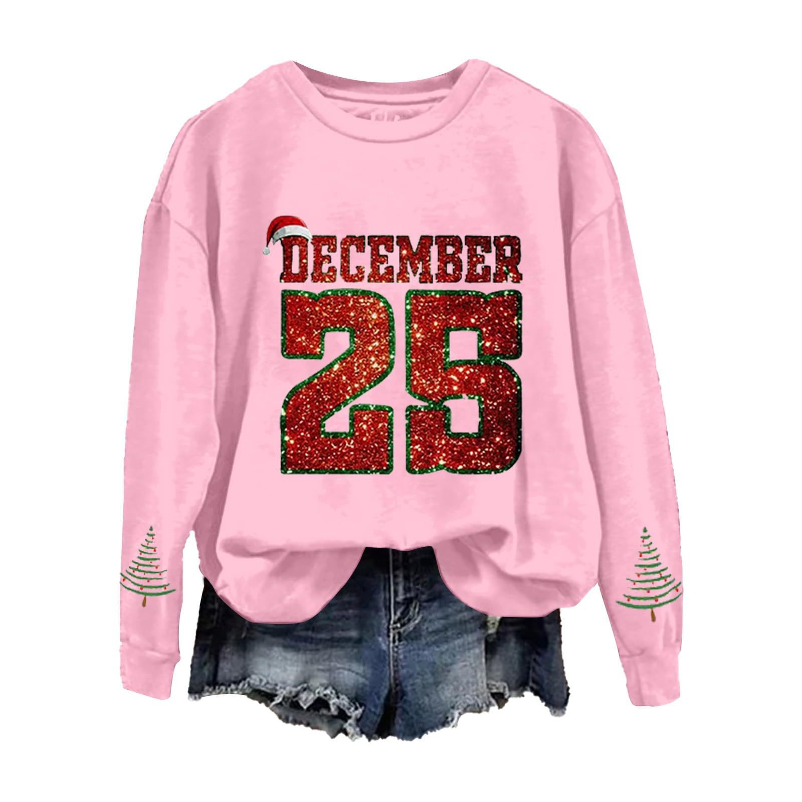 Women's Christmas December Print Crewneck Sweatshirt