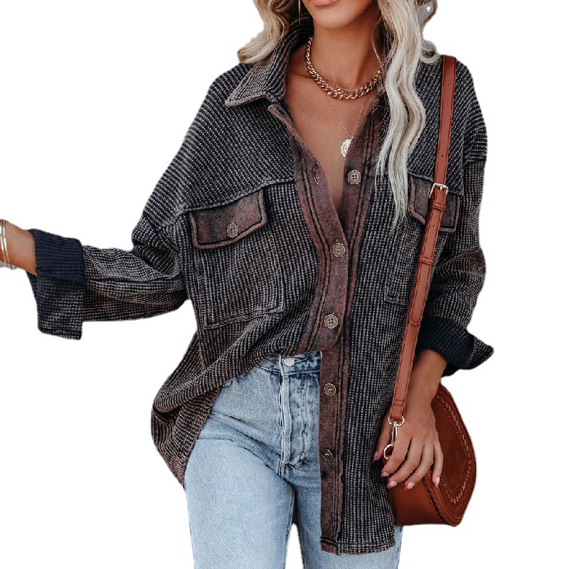 Women's Collared Single-Breasted Long-Sleeve Knit Cardigan