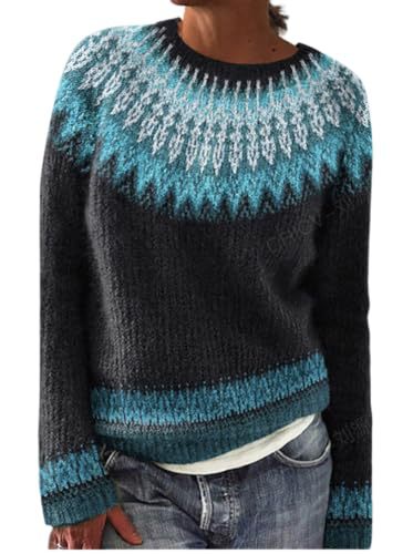 Women's Striped Paw Print Tribal Graphic Crewneck Sweatshirt