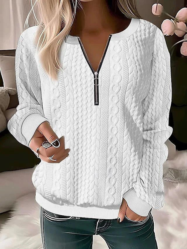 Women's Zip-Up Long Sleeve Solid Color Sweatshirt