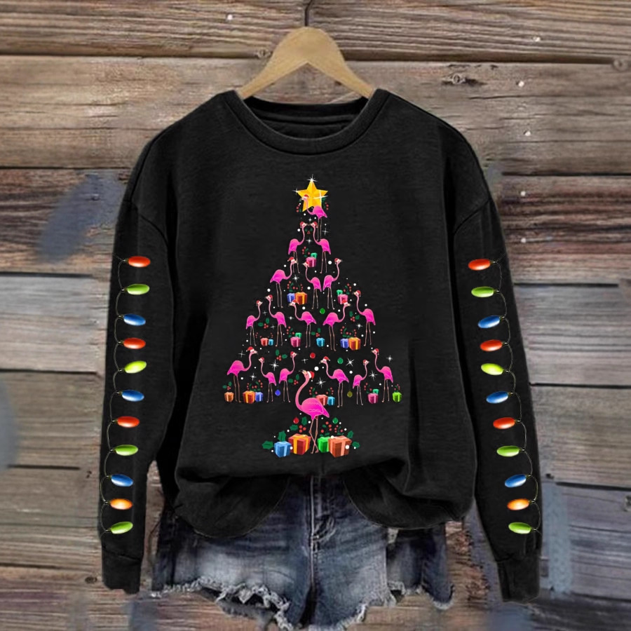 Women's Christmas Tree Print Crewneck Sweatshirt