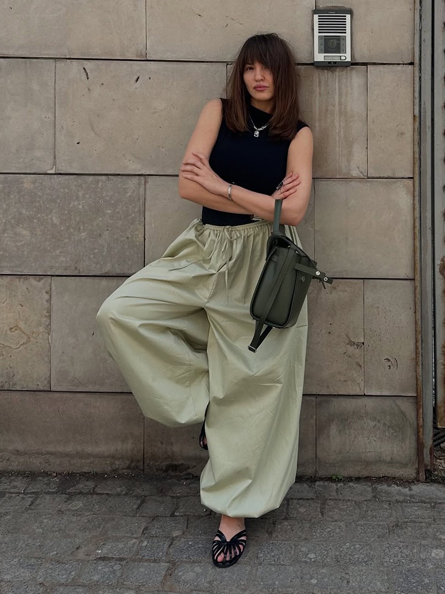 Pure Cotton Lantern Pants Streetwear Loose Wide-Leg Trousers