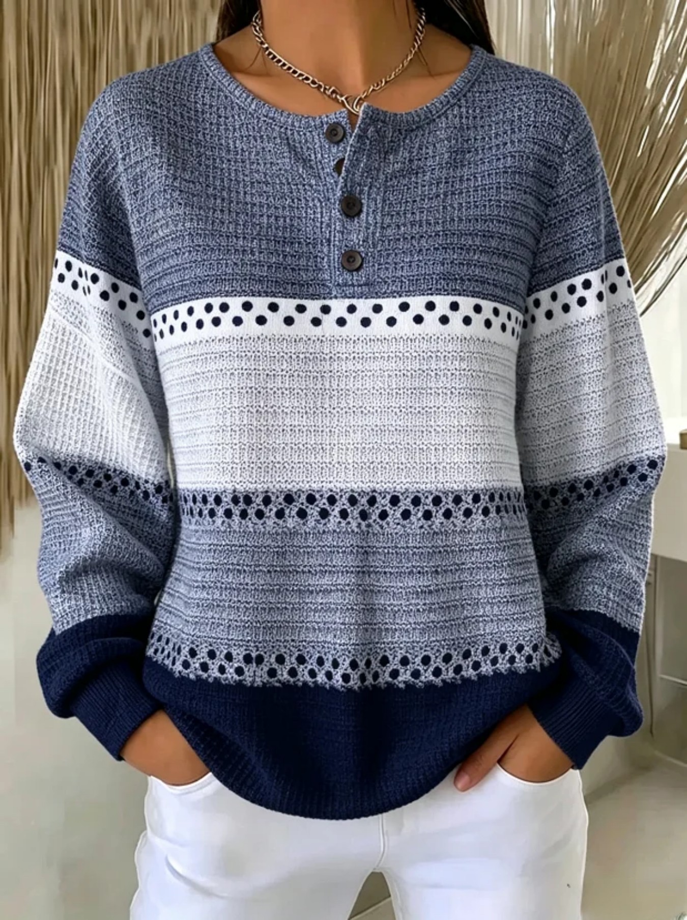 Women's Retro Plaid Print Button Sweatshirt