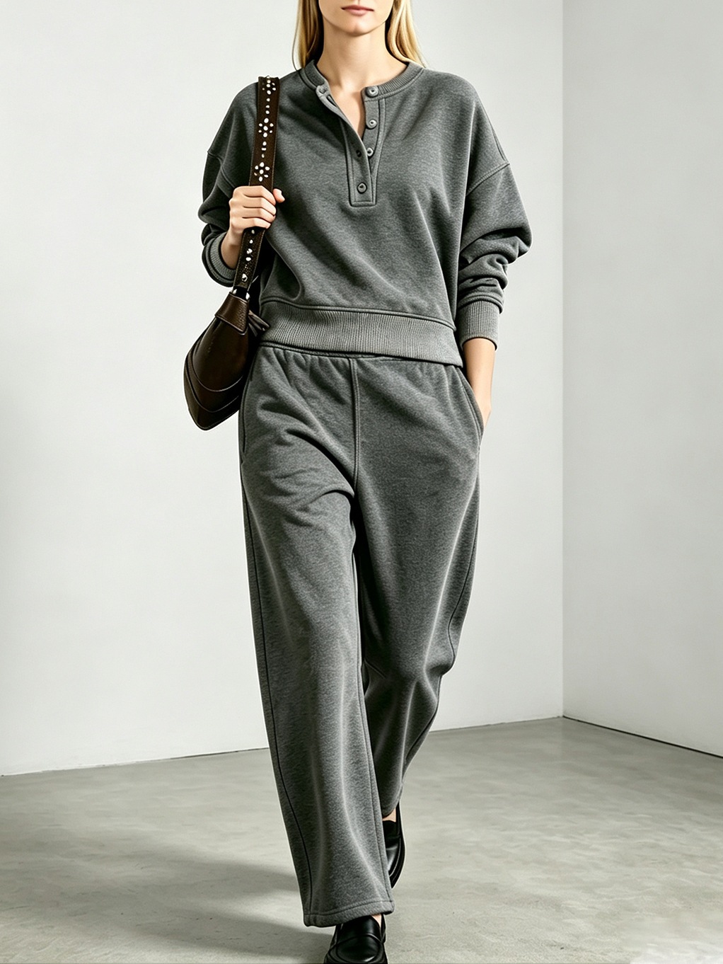 Women's Relaxed Long-Sleeve Sweatshirt & Pants Set