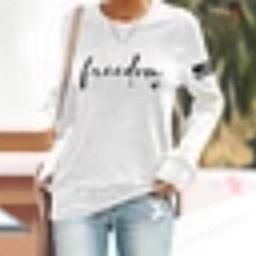 Women's Line Letter Heart Print Crewneck Sweatshirt