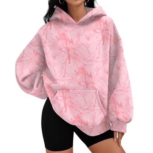 Women's Ocean Life Spiderweb Leaf Print Hoodie
