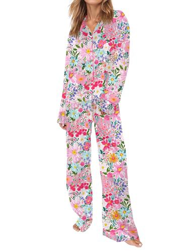 Women's Cuban Collar Print Long Sleeve Shirt Set