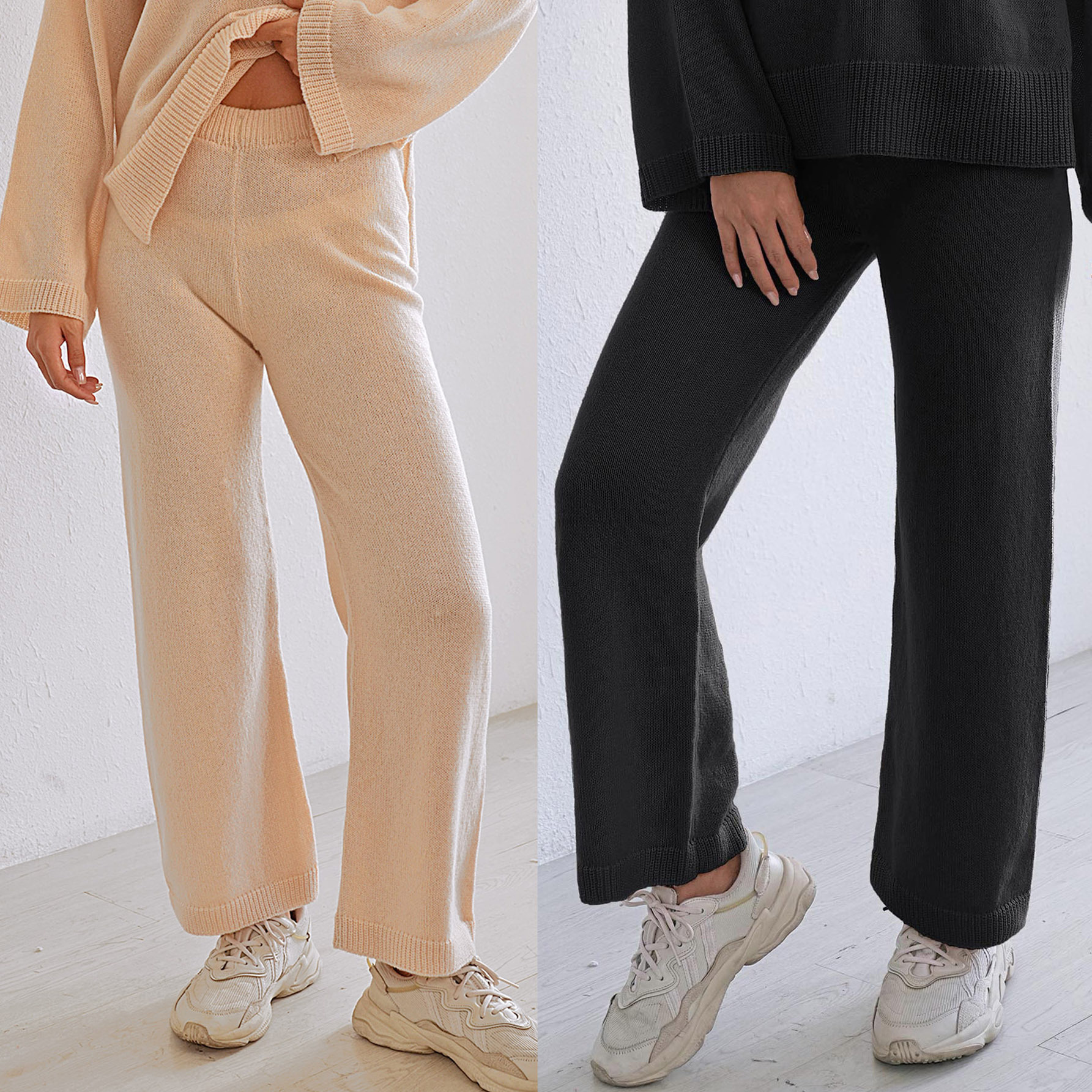 High-Waist Straight-Leg Wide-Leg Casual Pants