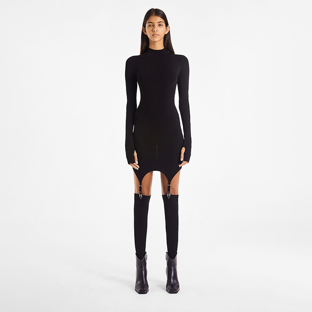 Women's Sexy Slim High Neck Two-Piece Dress Set