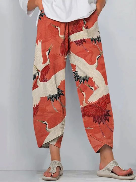 Women's Striped Fish Print Jogger Pants Casual Tapered-Leg