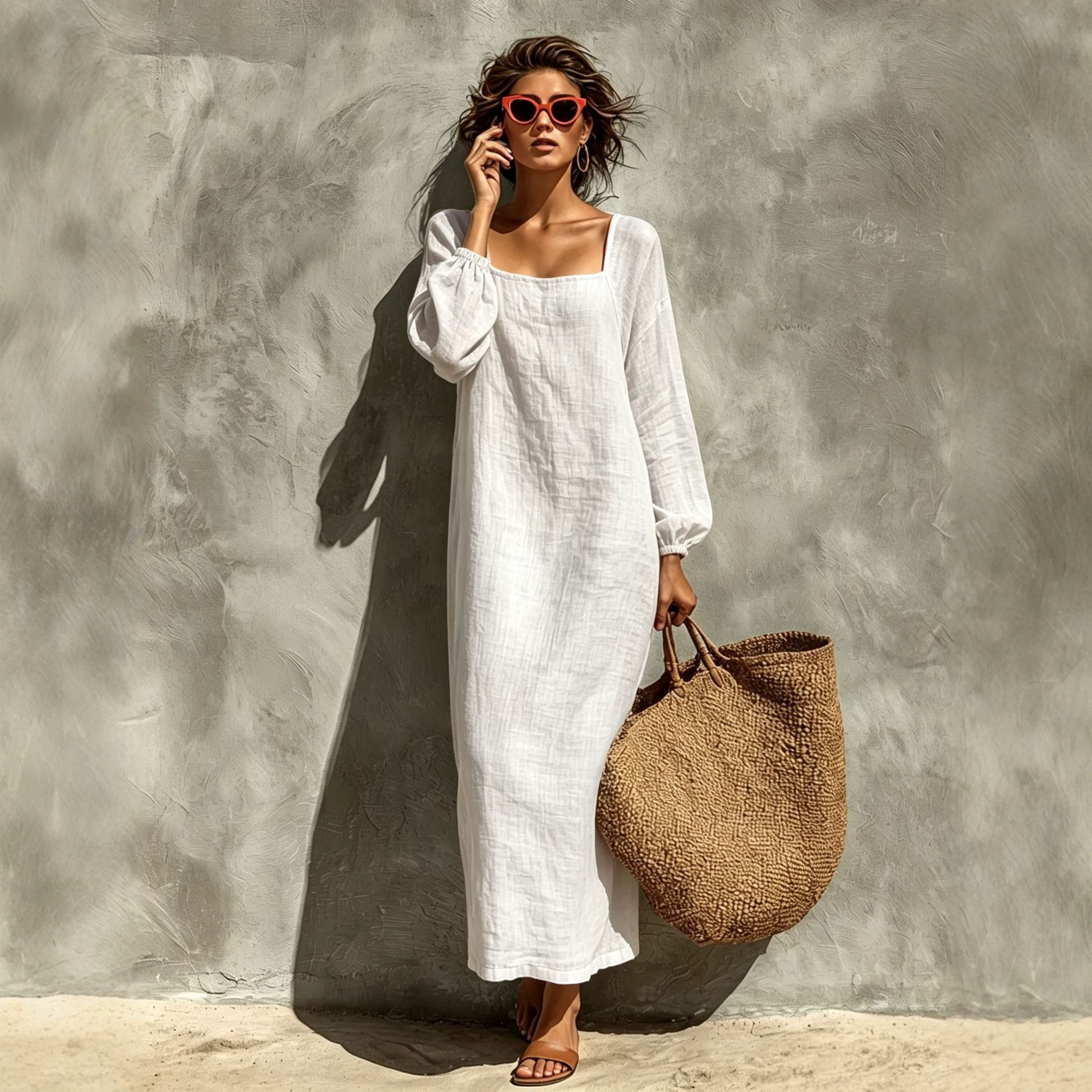 Women's Solid Color French Vintage Lazy Style Long Dress