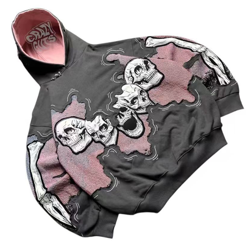 Unisex Graphic Print Hooded Long-Sleeve Streetwear Sweatshirt